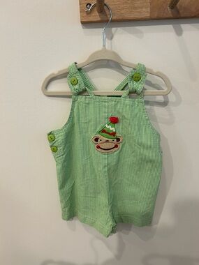 Green Gingham Birthday Monkey Romper